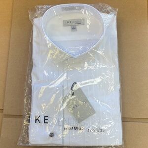 Ike Behar White Pleated WingTuxedo Shirt - Men's Formal Shirt
